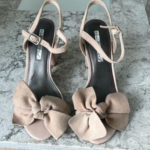 Nude suede heels